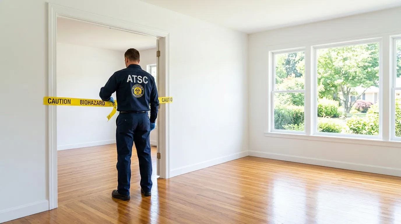 Certified biohazard cleanup crew performing Decomposition Cleanup in Leon Valley